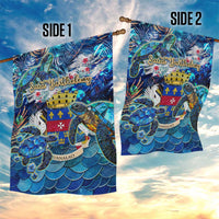 Saint Barthelemy Garden Flag Sea Turtle Tropical Pattern