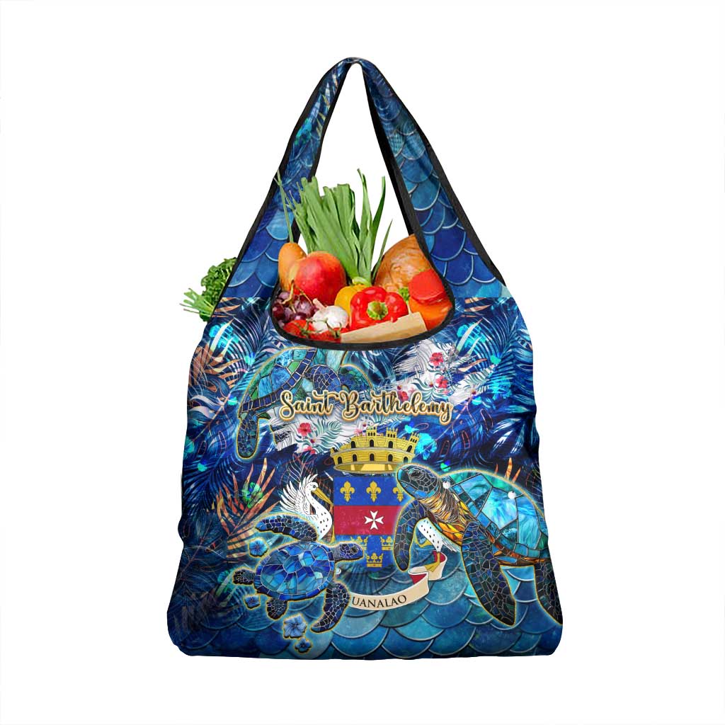 Saint Barthelemy Grocery Bag Sea Turtle Tropical Pattern