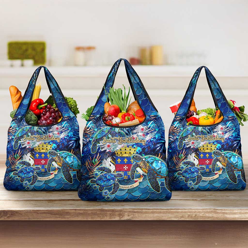 Saint Barthelemy Grocery Bag Sea Turtle Tropical Pattern