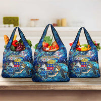 Saint Barthelemy Grocery Bag Sea Turtle Tropical Pattern