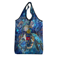 Saint Barthelemy Grocery Bag Sea Turtle Tropical Pattern
