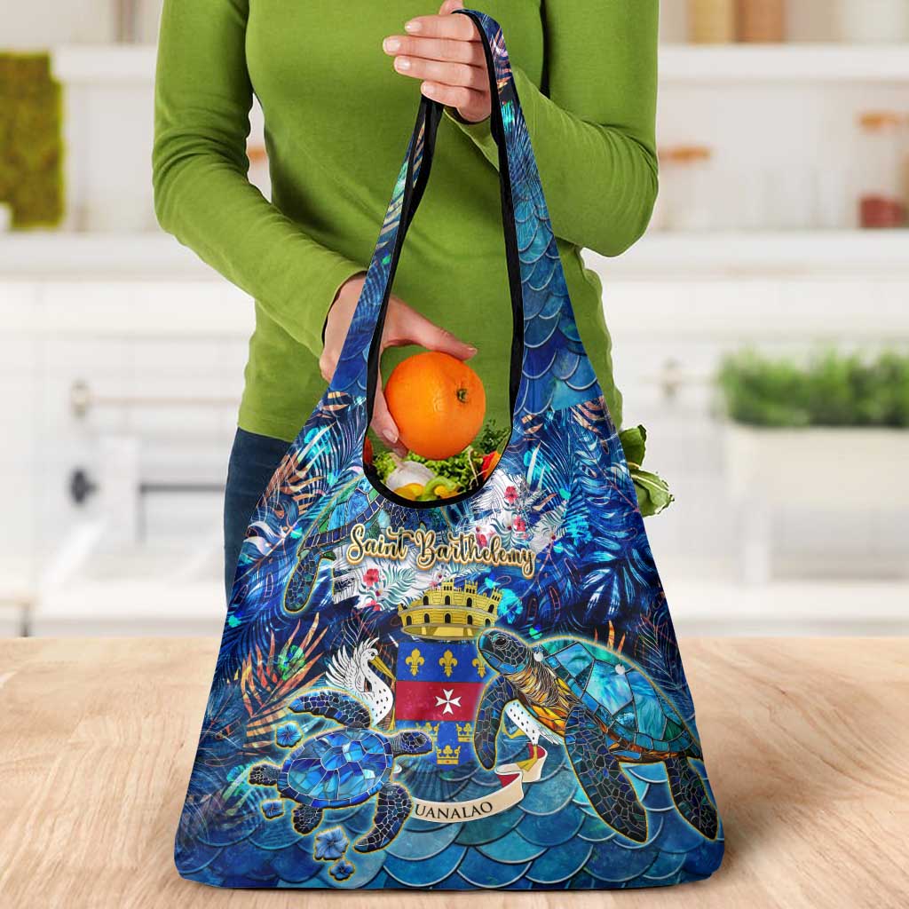 Saint Barthelemy Grocery Bag Sea Turtle Tropical Pattern