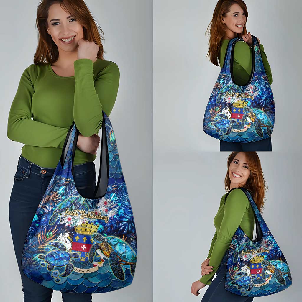 Saint Barthelemy Grocery Bag Sea Turtle Tropical Pattern