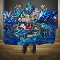 Saint Barthelemy Hooded Blanket Sea Turtle Tropical Pattern