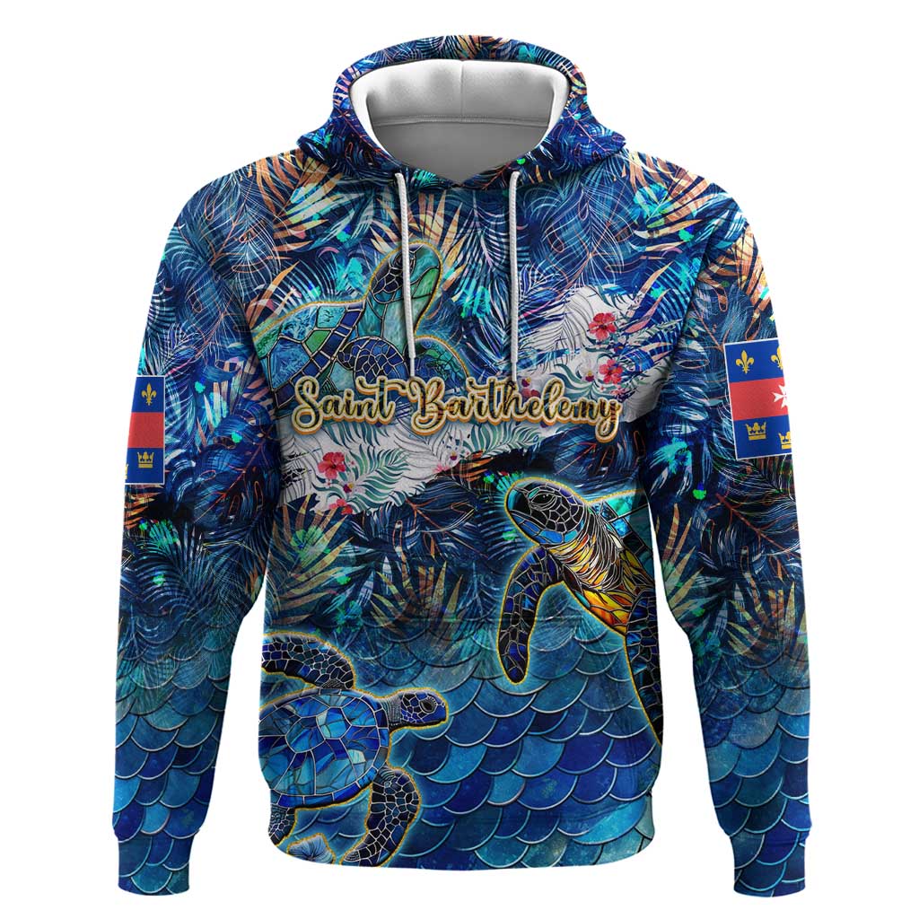 Saint Barthelemy Hoodie Sea Turtle Tropical Pattern