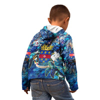 Saint Barthelemy Kid Hoodie Sea Turtle Tropical Pattern