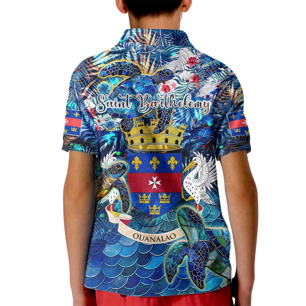 Saint Barthelemy Kid Polo Shirt Sea Turtle Tropical Pattern