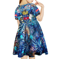 Saint Barthelemy Kid Short Sleeve Dress Sea Turtle Tropical Pattern