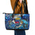 Saint Barthelemy Leather Tote Bag Sea Turtle Tropical Pattern