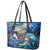 Saint Barthelemy Leather Tote Bag Sea Turtle Tropical Pattern
