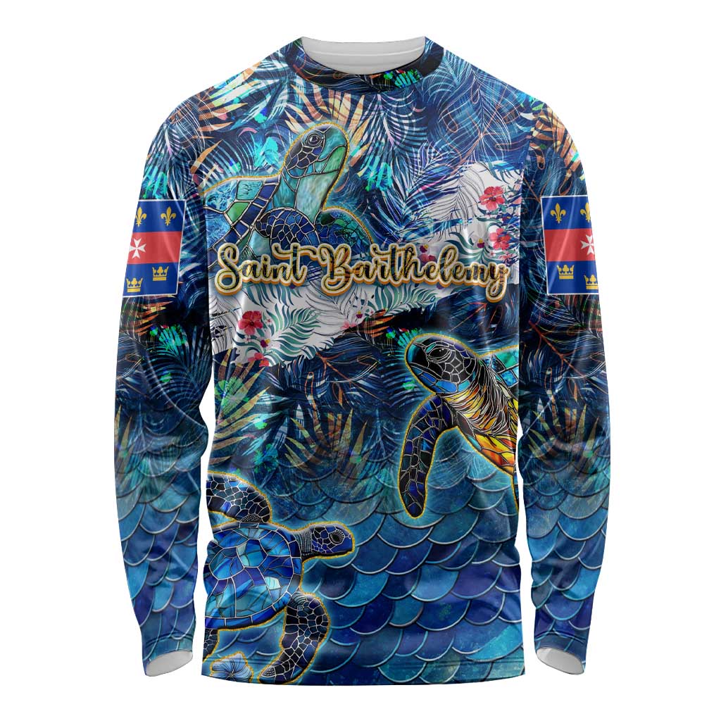 Saint Barthelemy Long Sleeve Shirt Sea Turtle Tropical Pattern
