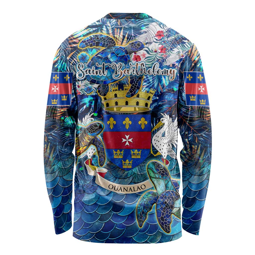 Saint Barthelemy Long Sleeve Shirt Sea Turtle Tropical Pattern