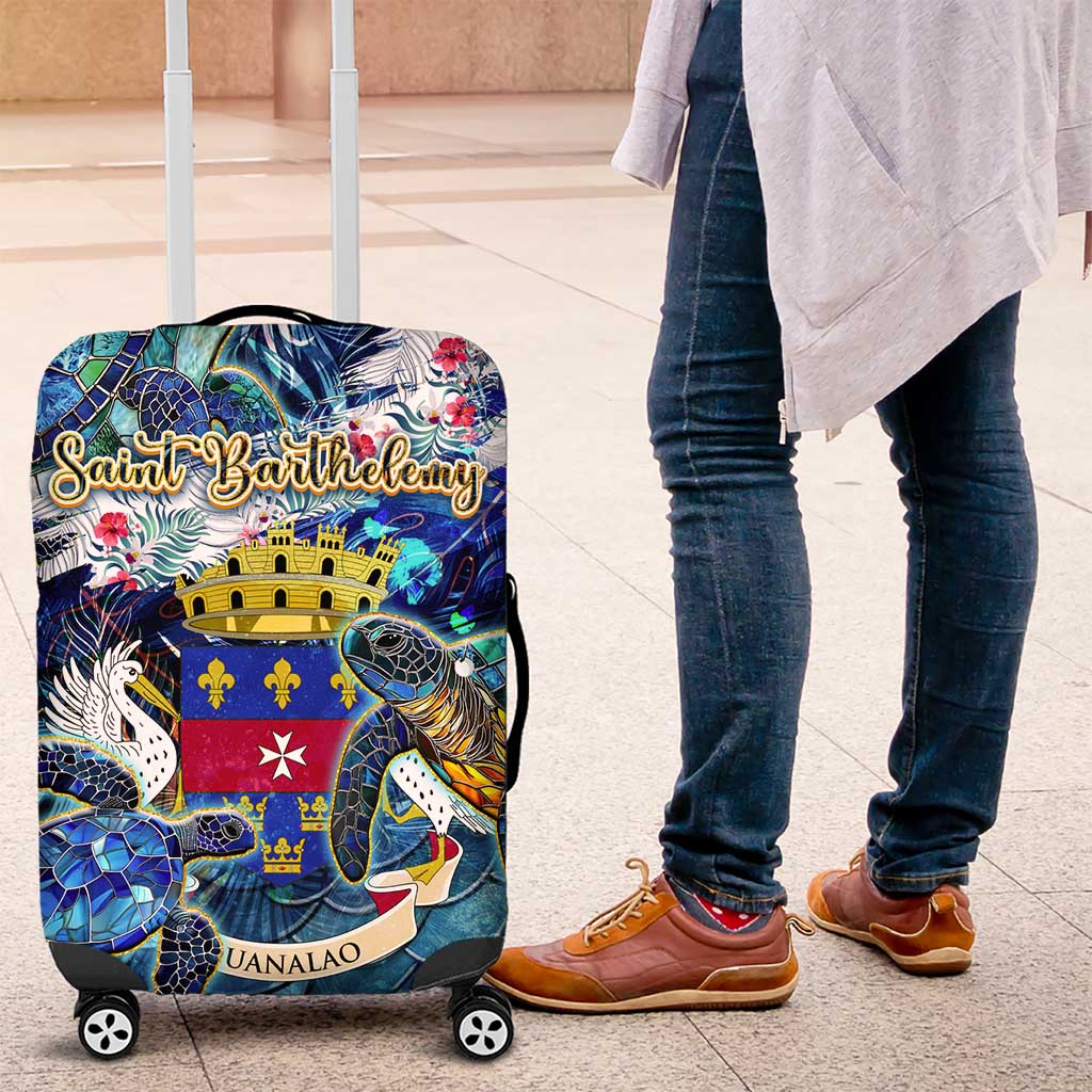 Saint Barthelemy Luggage Cover Sea Turtle Tropical Pattern
