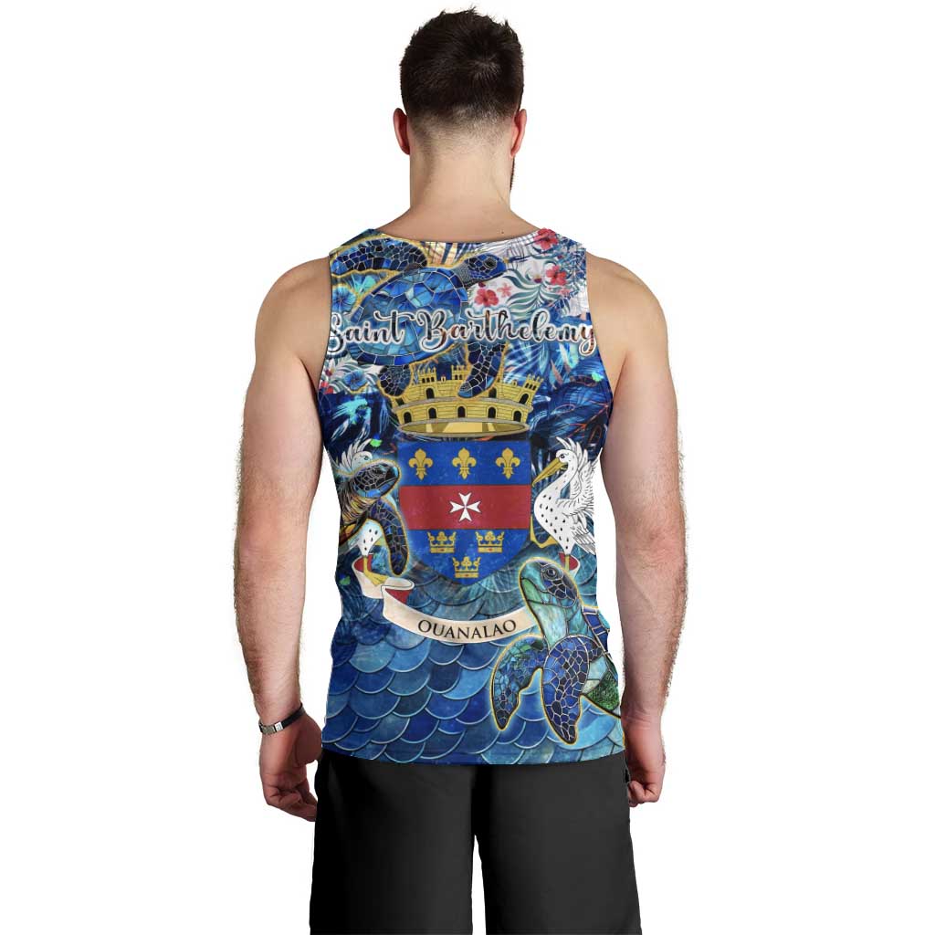 Saint Barthelemy Men Tank Top Sea Turtle Tropical Pattern