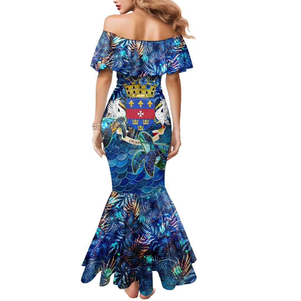 Saint Barthelemy Mermaid Dress Sea Turtle Tropical Pattern