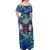 Saint Barthelemy Off Shoulder Maxi Dress Sea Turtle Tropical Pattern