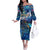 Saint Barthelemy Off The Shoulder Long Sleeve Dress Sea Turtle Tropical Pattern