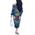 Saint Barthelemy Off The Shoulder Long Sleeve Dress Sea Turtle Tropical Pattern