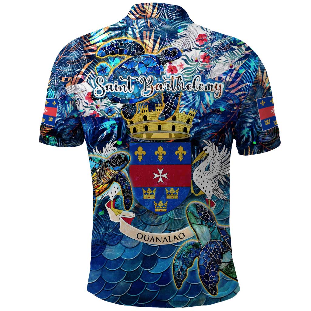 Saint Barthelemy Polo Shirt Sea Turtle Tropical Pattern