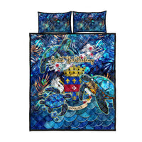 Saint Barthelemy Quilt Bed Set Sea Turtle Tropical Pattern