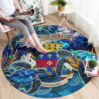 Saint Barthelemy Round Carpet Sea Turtle Tropical Pattern