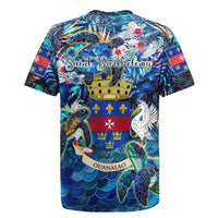 Saint Barthelemy Rugby Jersey Sea Turtle Tropical Pattern