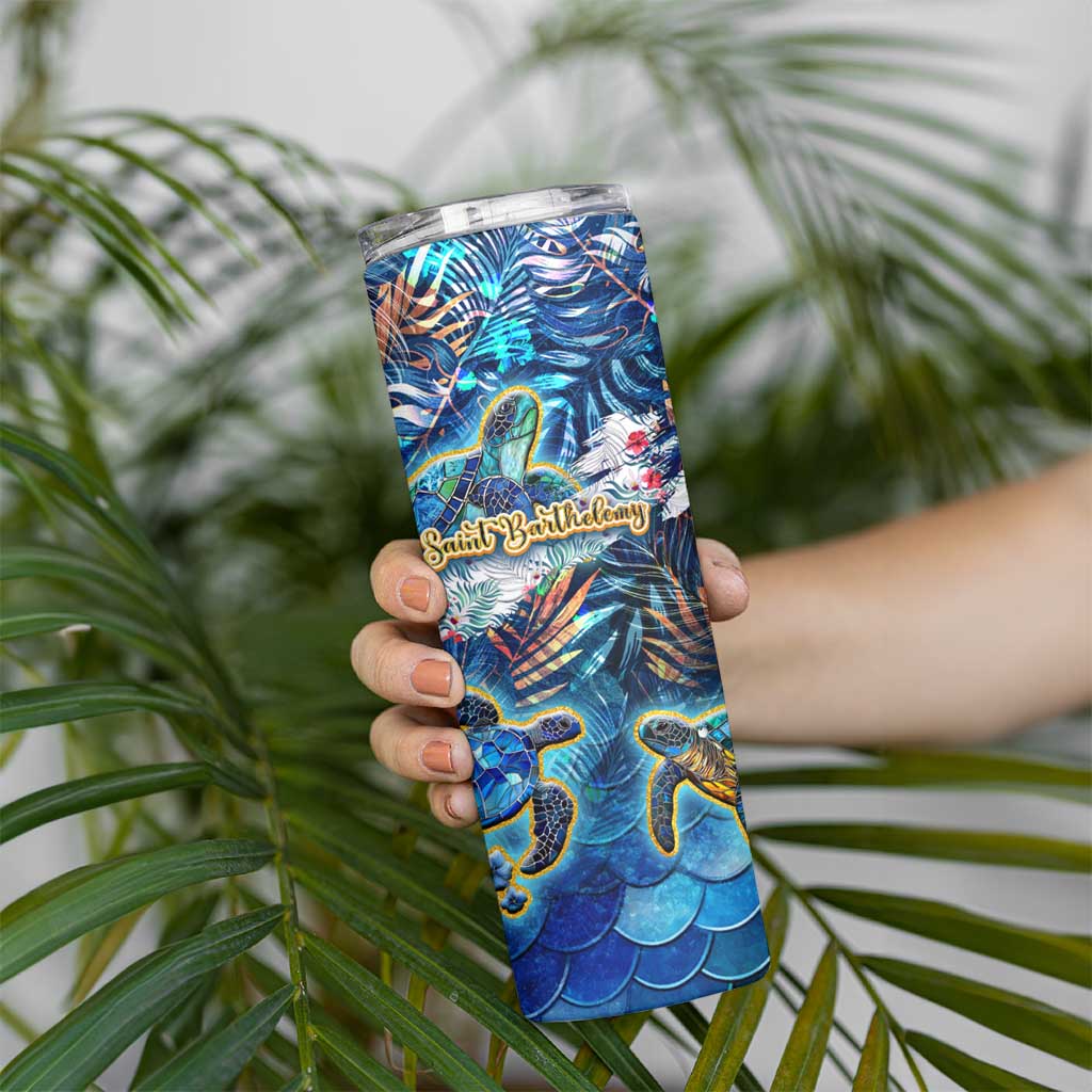 Saint Barthelemy Skinny Tumbler Sea Turtle Tropical Pattern - Wonder Print Shop