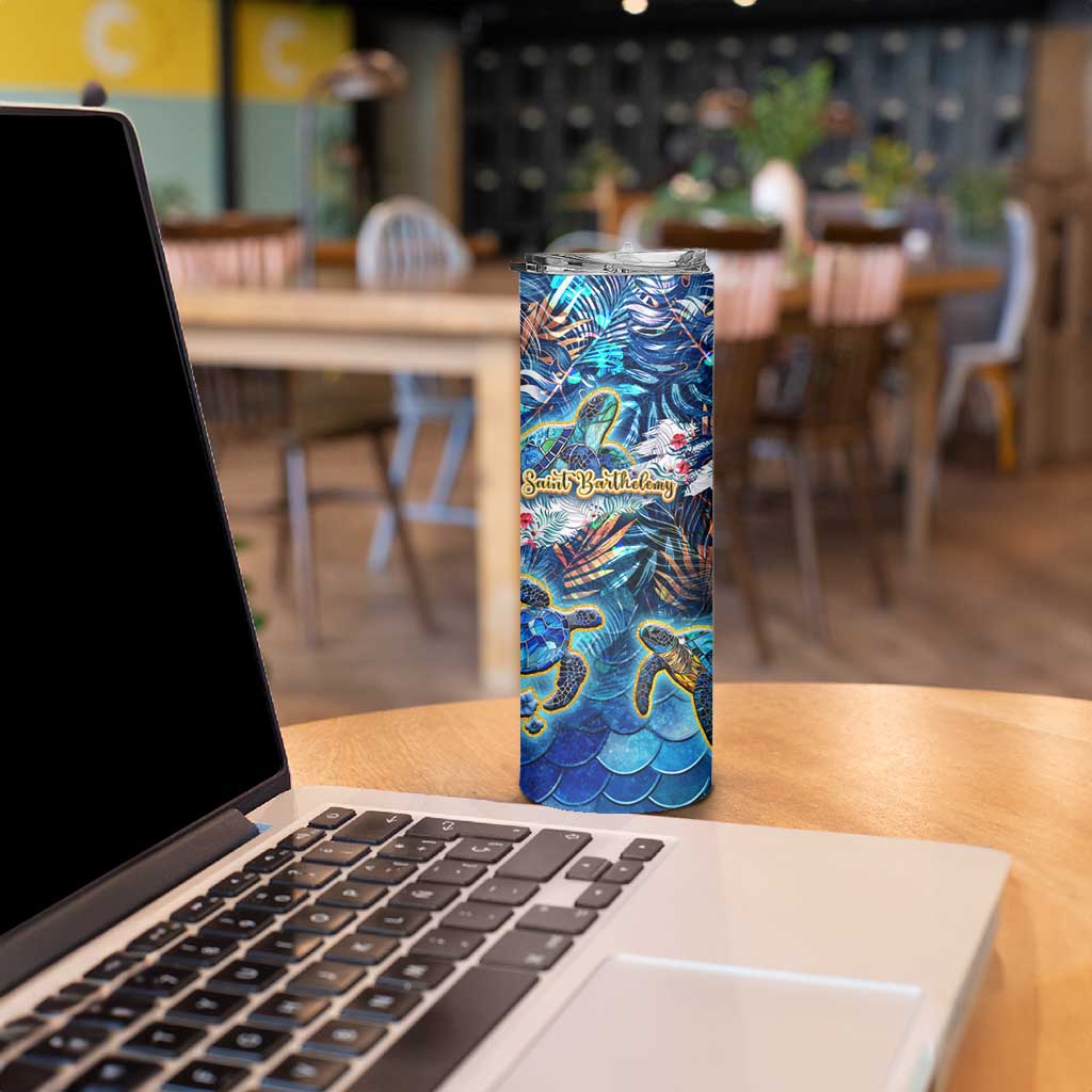 Saint Barthelemy Skinny Tumbler Sea Turtle Tropical Pattern - Wonder Print Shop