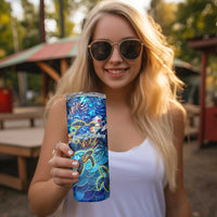 Saint Barthelemy Skinny Tumbler Sea Turtle Tropical Pattern - Wonder Print Shop