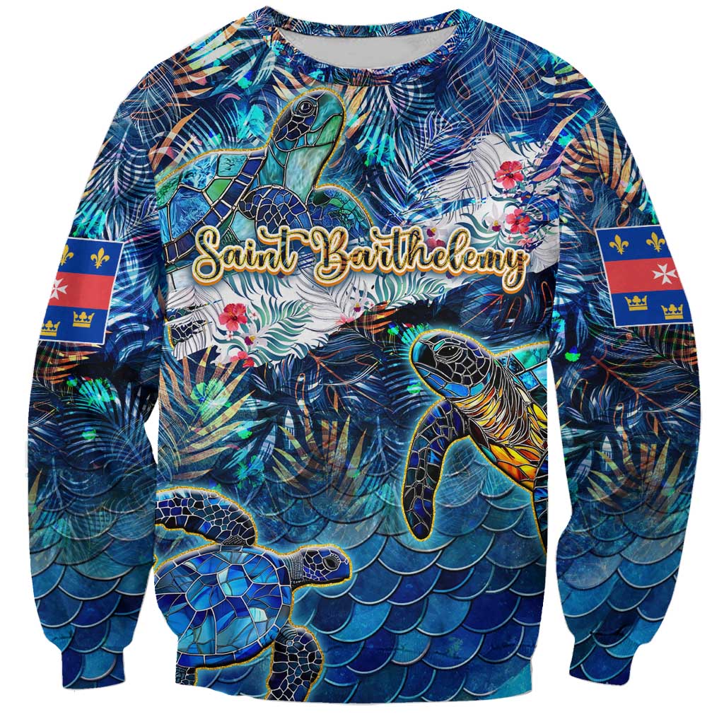 Saint Barthelemy Sweatshirt Sea Turtle Tropical Pattern