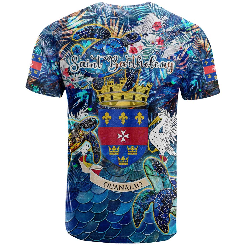 Saint Barthelemy T Shirt Sea Turtle Tropical Pattern