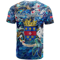 Saint Barthelemy T Shirt Sea Turtle Tropical Pattern