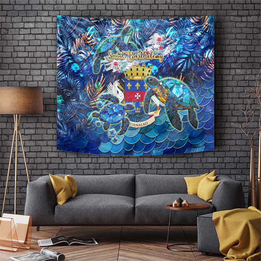 Saint Barthelemy Tapestry Sea Turtle Tropical Pattern