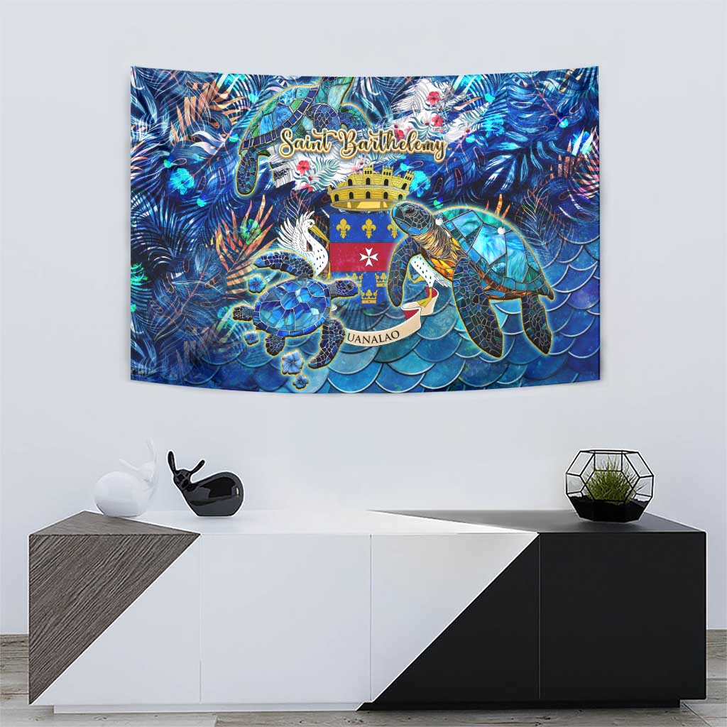 Saint Barthelemy Tapestry Sea Turtle Tropical Pattern