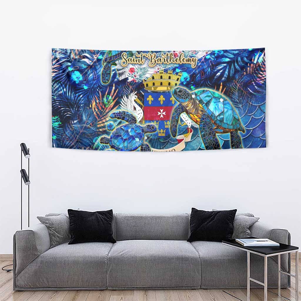 Saint Barthelemy Tapestry Sea Turtle Tropical Pattern