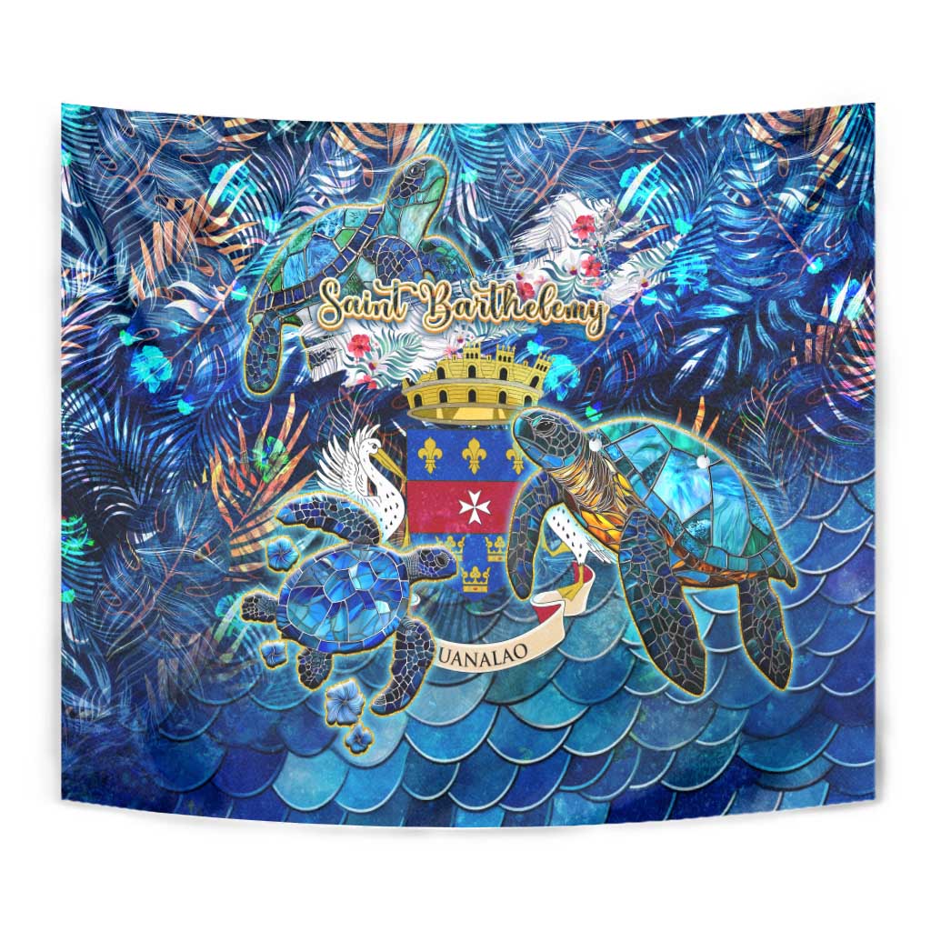 Saint Barthelemy Tapestry Sea Turtle Tropical Pattern