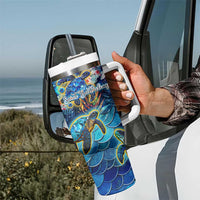 Saint Barthelemy Tumbler With Handle Sea Turtle Tropical Pattern - Wonder Print Shop