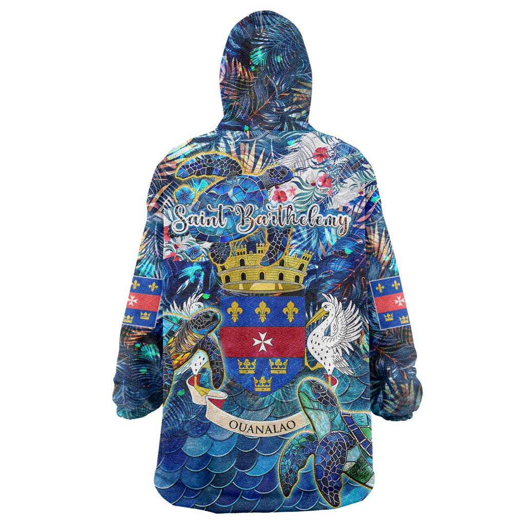 Saint Barthelemy Wearable Blanket Hoodie Sea Turtle Tropical Pattern