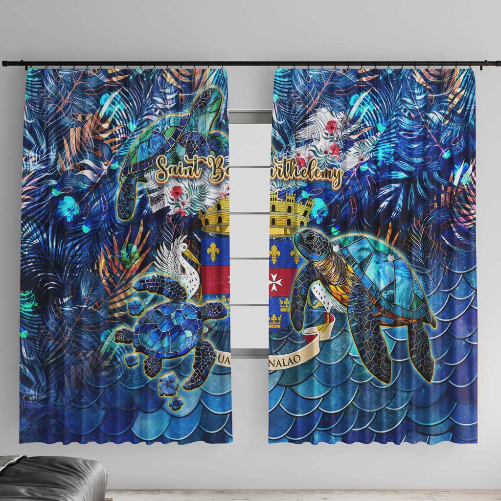 Saint Barthelemy Window Curtain Sea Turtle Tropical Pattern
