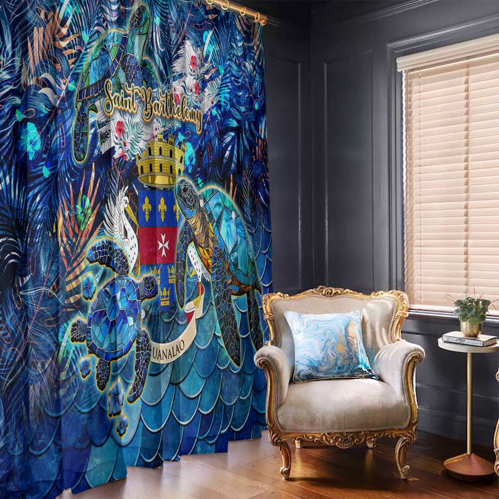 Saint Barthelemy Window Curtain Sea Turtle Tropical Pattern