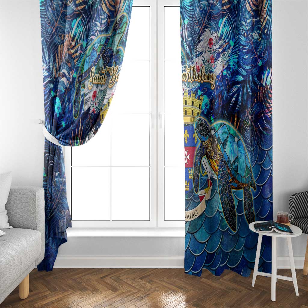 Saint Barthelemy Window Curtain Sea Turtle Tropical Pattern