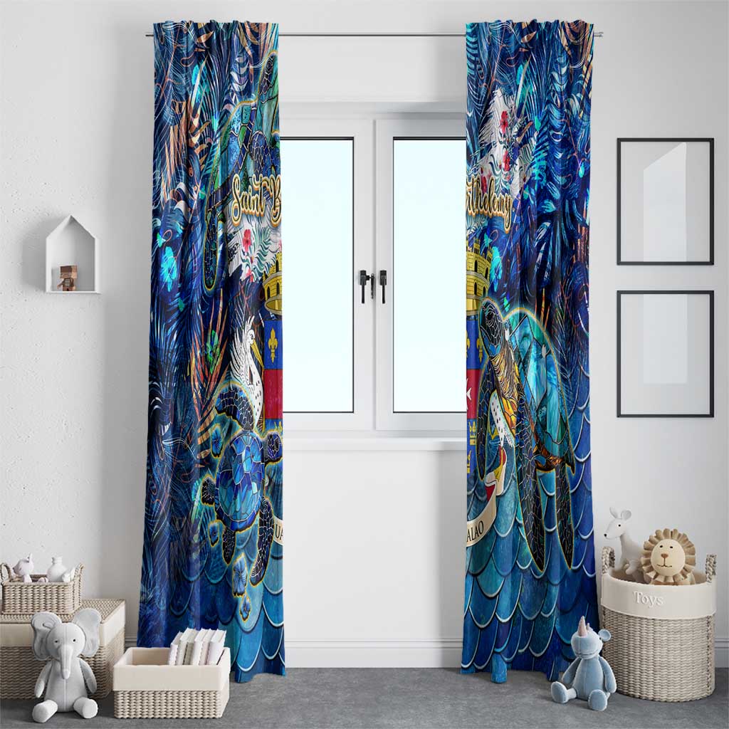 Saint Barthelemy Window Curtain Sea Turtle Tropical Pattern