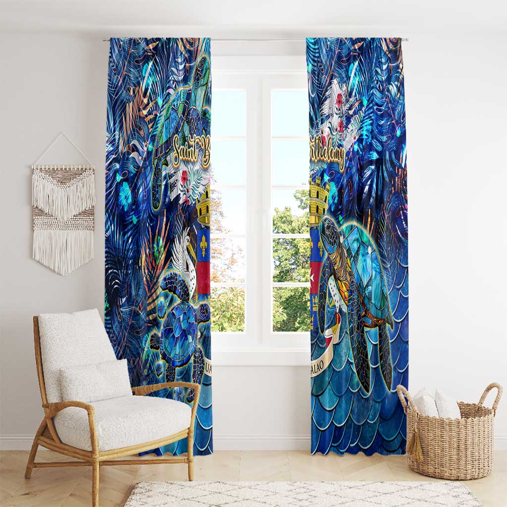 Saint Barthelemy Window Curtain Sea Turtle Tropical Pattern