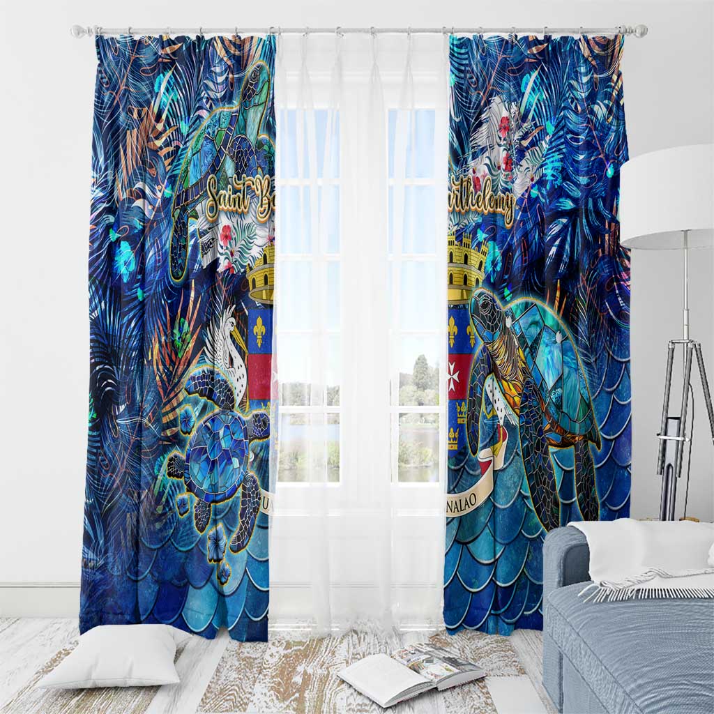 Saint Barthelemy Window Curtain Sea Turtle Tropical Pattern