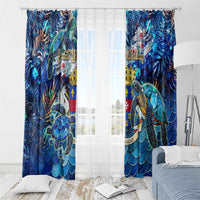 Saint Barthelemy Window Curtain Sea Turtle Tropical Pattern