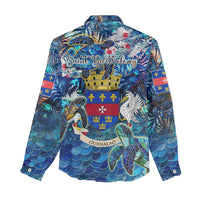 Saint Barthelemy Women Casual Shirt Sea Turtle Tropical Pattern