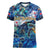 Saint Barthelemy Women V-Neck T-Shirt Sea Turtle Tropical Pattern