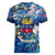 Saint Barthelemy Women V-Neck T-Shirt Sea Turtle Tropical Pattern