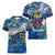 Saint Barthelemy Women V-Neck T-Shirt Sea Turtle Tropical Pattern