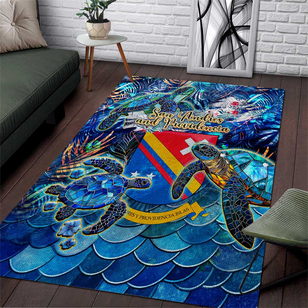 San Andres and Providencia Area Rug Sea Turtle Tropical Pattern